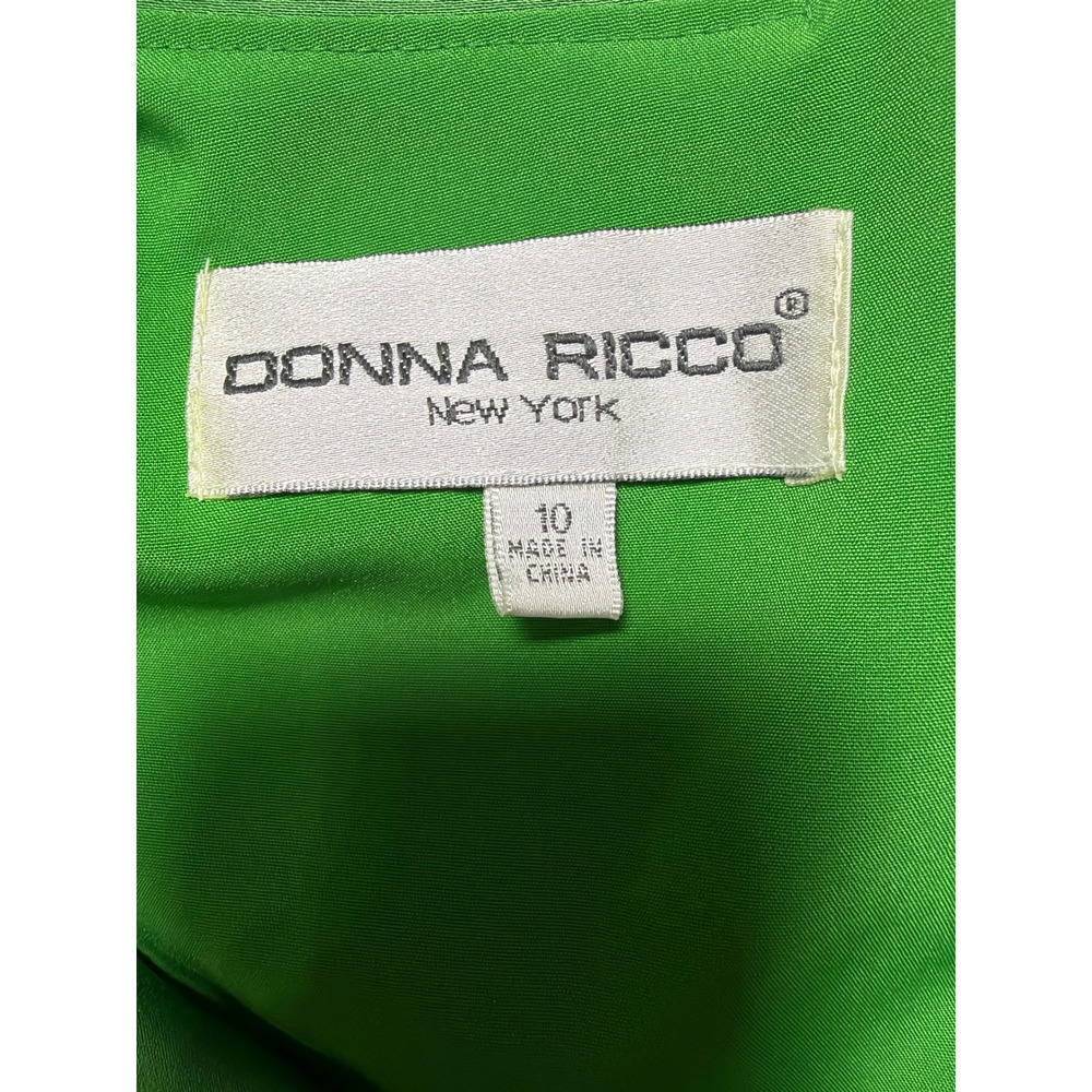 Donna Ricco Emerald Green Cowl Neck Satin Sheath Midi Dress Size 10 - Picture 4 of 10